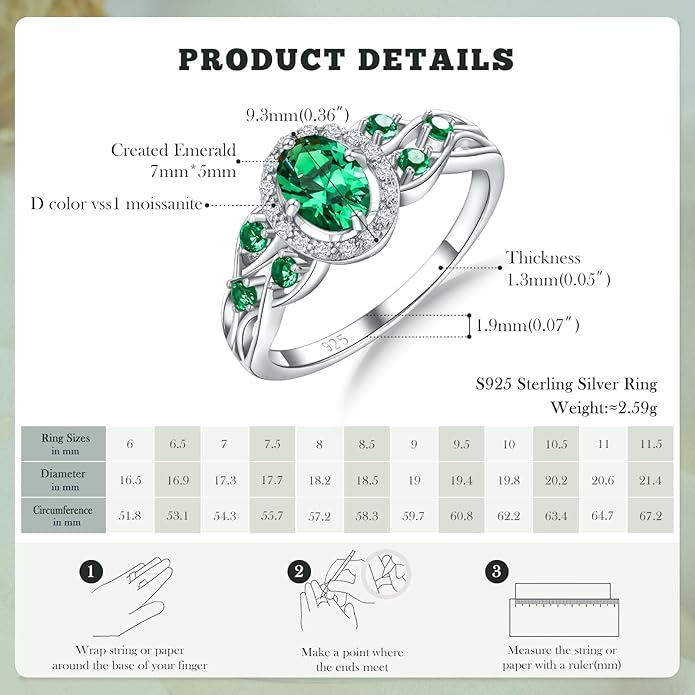 925 Sterling Silver Celtic Knot Engagement Ring for Women Moissanite/Cubic Zirconia Inlaid Oval Shaped Birthstone Rings Cocktail Wedding Birthday Jewelry(with Box)