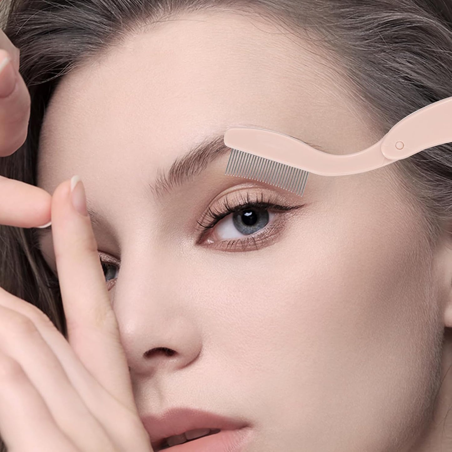 Eyelash Comb MSQ Eyelash Separator Tool Eyelash Comb Separator Folding Eyelash Brush Separator Lash Comb for Eyelash Makeup Brush (khaki)