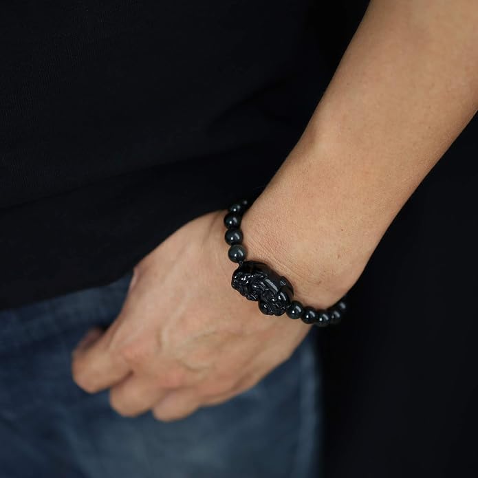 COAI Chinese Feng Shui Pixiu Piyao Stone Tiger Eye/Obsidian/Aventurine Bracelet