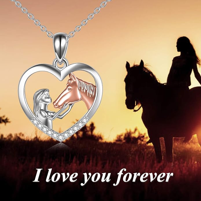 YFN Horse Pendant Necklace Sterling Silver Women with Horse Gift for Women