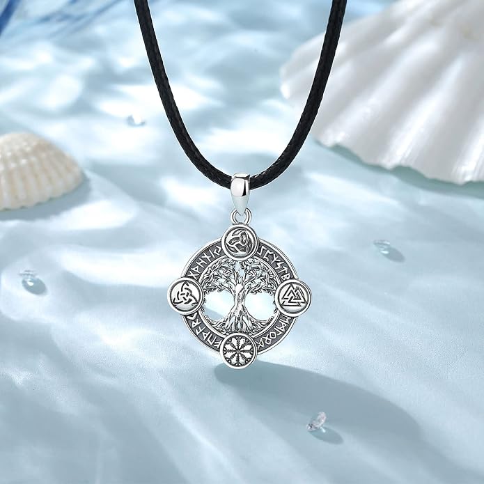 Vito 925 Sterling Silver Viking Necklace for Women Men, Viking Dragon/Wolf/Horse/Tree of Life Pendant Norse Amulet Nordic Jewelry for Men