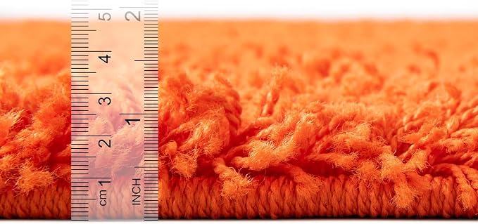 Unique Loom Solid Shag Collection Area Rug (3' 1" Round, Tiger Orange)