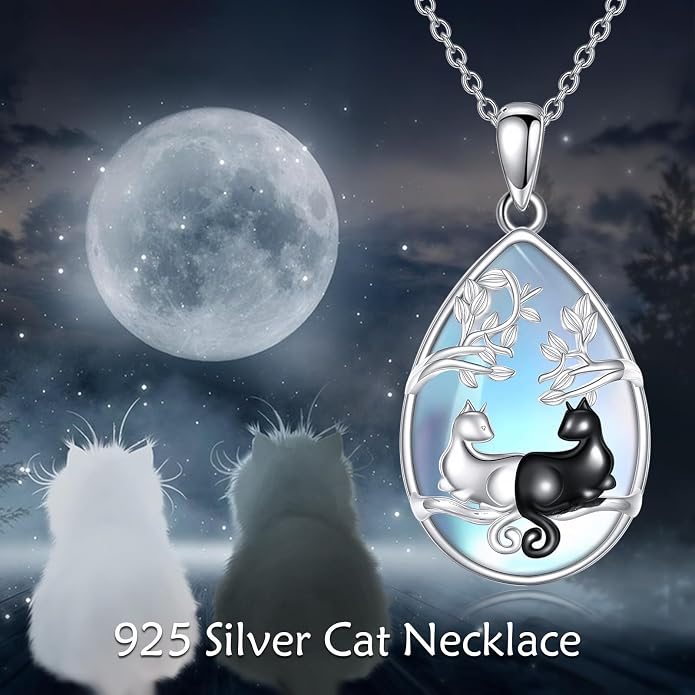 KQF Dragonfly/Butterlfy/Cat/Jellyfish/Bunny/Axolotl/Bee/Mermaid/Hummingbird/Elephant Necklace for Women Sterling Silver Moonstone Pendant Necklace Dragonfly Jewelry Gifts for Women