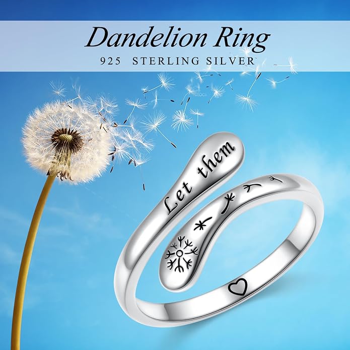 FLYOW Adjustable Inspirational Rings 925 Sterling Silver Band Ring Encouragement Jewelry for Women Teachers' Day Christmas Gift