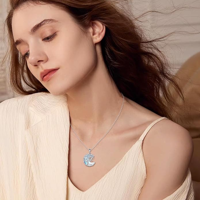YAFEINI 925 Sterling Silver Moonstone Necklace Filigree Teardrop Pendant Necklace Jewelry for Women Girls