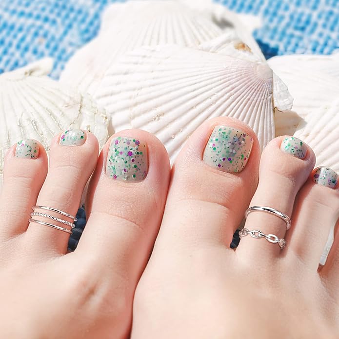 Florideco 3Pcs S925 Sterling Silver Toe Rings for Women Open Toe Rings Comfort-Fit Adjustable Toe Rings Celtic Knot Turquoise Finger Foot Jewelry Set