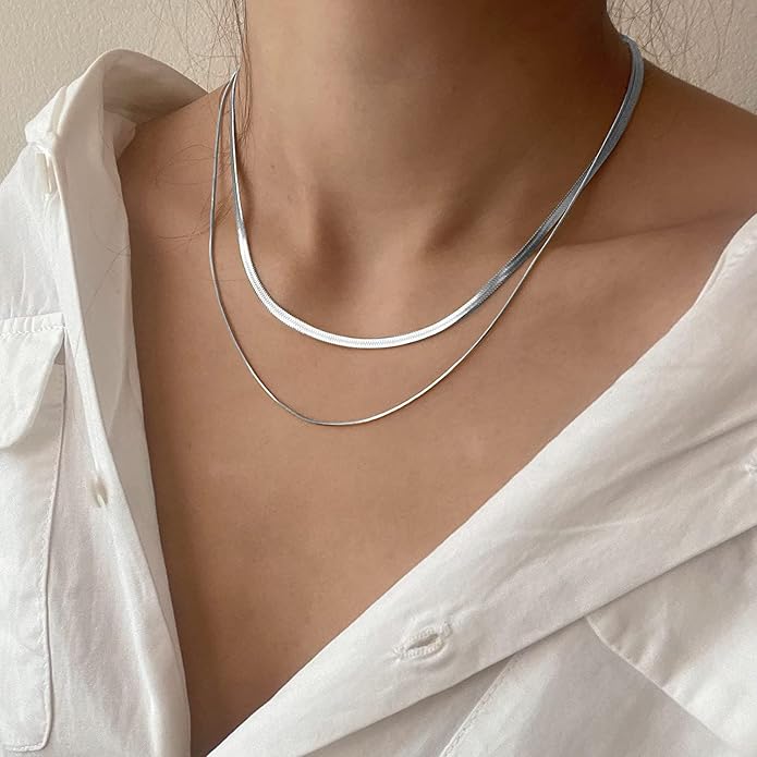 Natural Freshwater Baroque Pearl Necklace 14K Gold Plated Dainty Choker Necklace for Women Girls Snake Chain/Cuban Link/Paperclip/Ball Beaded Chain/Tennis Chain Fashion Jewelry for Gift