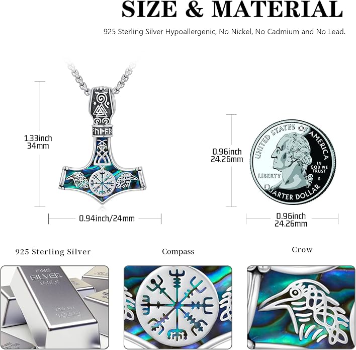 Viking Necklace for Men 925 Sterling Silver Viking Norse Pagan Jewelry Gifts for Women