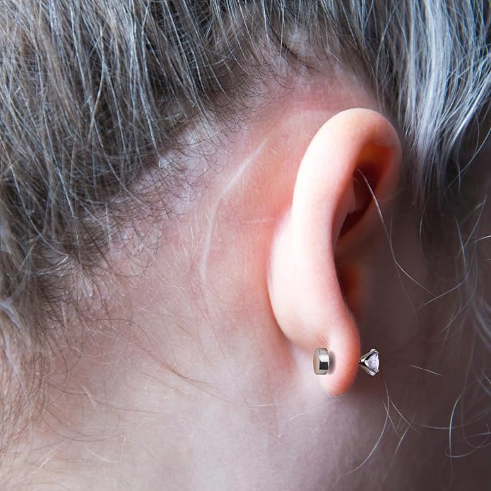 Titanium Earrings for Women Stud Earrings Cubic Zirconia Dainty Screw Flat Back Hypoallergenic Earrings for Women for Multiple Cartilage Helix Conch Tragus Piercing Jewelry for Sensitive Ears