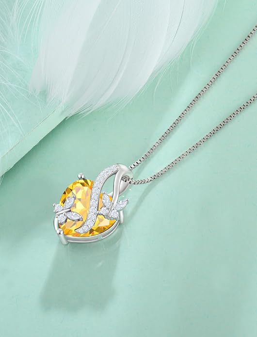 Butterfly Necklaces for Women Sterling Silver Infinity Heart Pendant Birthstone Jewelry Gift with 14k Yellow Gold/Rose Gold Plated