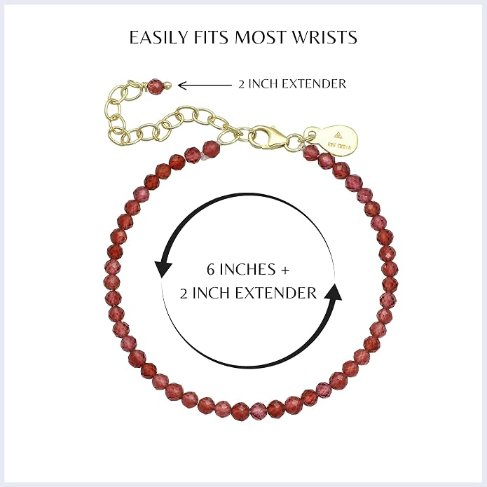 Faceted Bracelet for Women, Certified 925 Sterling Silver with 18K Gold Vermeil Healing Crystal Bracelets for Women - Crystals and Healing Stone Bracelet Women Jewelry for Gift