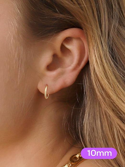 ChicSilver Sterling Silver Hoop Earrings for Women Hypoallergenic 925 Sterling Silver Huggie Earrings for Women Dainty Earring (8/10/12/14/16/18/20MM)