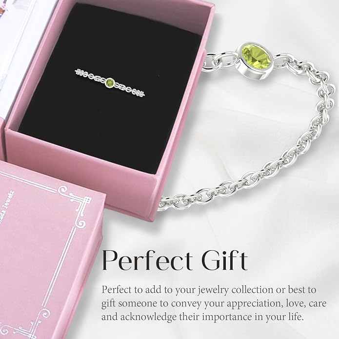 14k Gold Chain Rings for Women with Natural 2.2mm Birthstone, Women's Statement Rings, Chain Rings