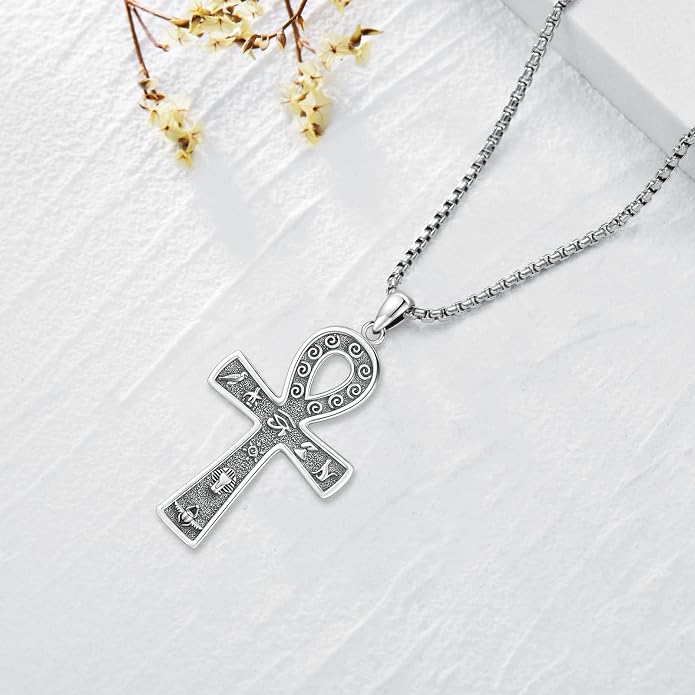Pentagram Necklace Sterling Silver Triple Moon Goddess/Celtic Knot Witches Knot/Ankh/Sun and Moon/Hecate/Lilith/Santa Muerte/Tetragrammaton Pendant Necklace Pagan Wiccan Magic Egyptian Amulet Jewelry for Women Men