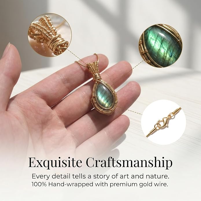 Natural Faceted Labradorite Pendant Necklace – Unique Stone of Magic & Transformation, Iridescent Flash Gemstone Jewelry, Handmade Healing Crystal Gift for Women, Birthday, Anniversary, Spiritual Awakening & Intuition