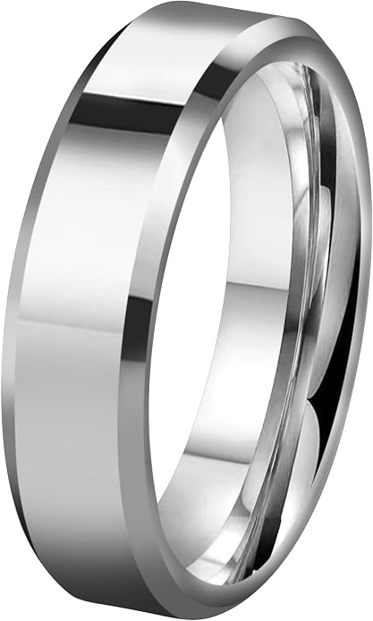 CROWNAL 6mm 8mm 10mm Silver/Gold Tungsten Carbide Wedding Band Ring Engraved I Love You Men Women Brushed Strip Beveled Edge Size 4 To 17