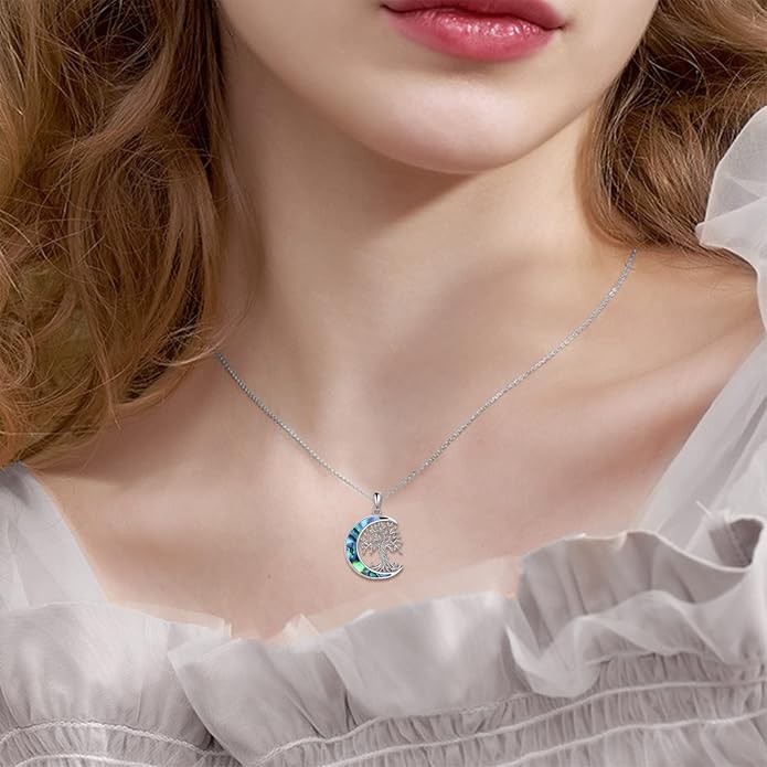 ONEFINITY Tree of Life Necklace 925 Sterling Silver Abalone Shell Celtic Knot Pendant Necklace for Women Jewelry
