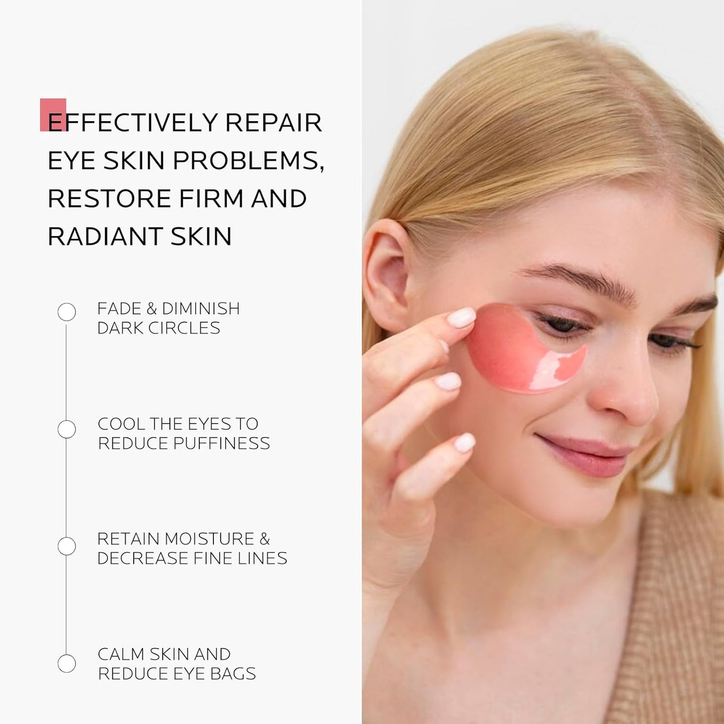 Dr. Pure Under Eye Patches for Puffiness: Caffeine Eye Mask Soothe Fine Lines Wrinkles with Niacinamide Hyaluronic Acid - Reduce Dark Circles Eye Gel Pad (30 Pairs)