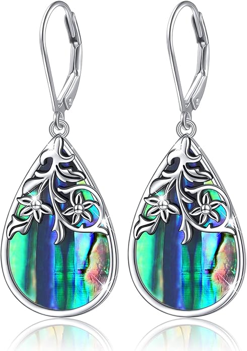 Sterling Silver Leverback Dangle Earrings for Women Teardrop Filigree 14K Gold Plated Dangly Earrings Mother’s Day Gift
