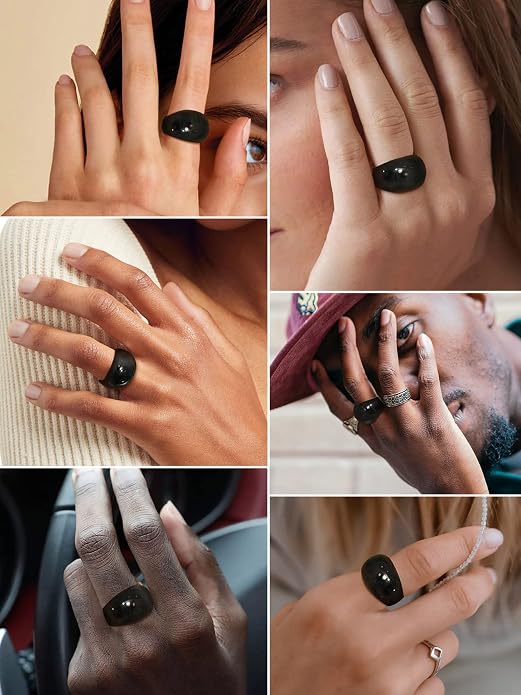GOLDCHIC JEWELRY Chunky Dome Ring for Women, Stainless Steel Bold Stacking Croissant Statement Ring For Men (Size 7-12, Custom)