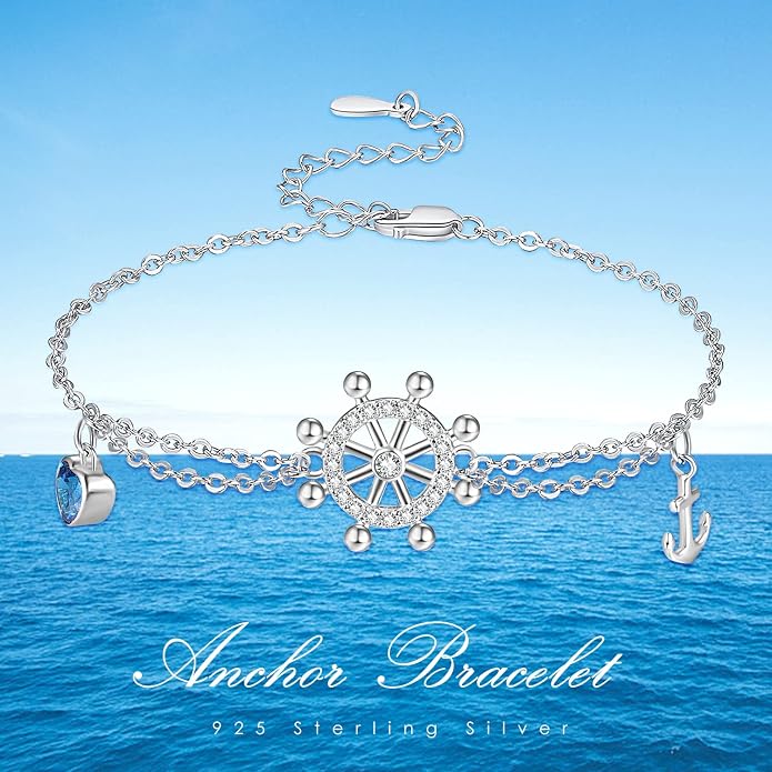 Palpitate Anchor Anklet Bracelets for Women Anklet Nautical 925 Sterling Silver Anchor Jewelry Gifts for Women Sailor Adjustable Chain