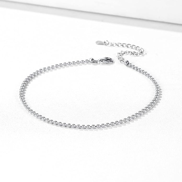 ChicSilver 925 Sterling Silver Ankle Bracelet for Women, Simple Cuban Link/Figaro/Twist Rope Chain Anklets for Beach Party(with Gift Box)