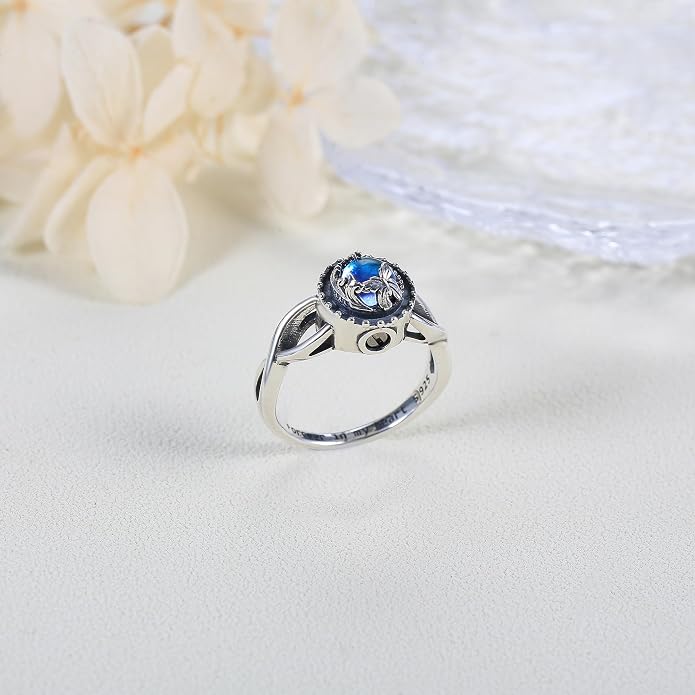 Heart/Abalone/Moonstone Heart Urn Ring for Women 925 Sterling Silver Cremation Jewelry for Ashes Cremation Ring Holds Loved Ones Ashes…
