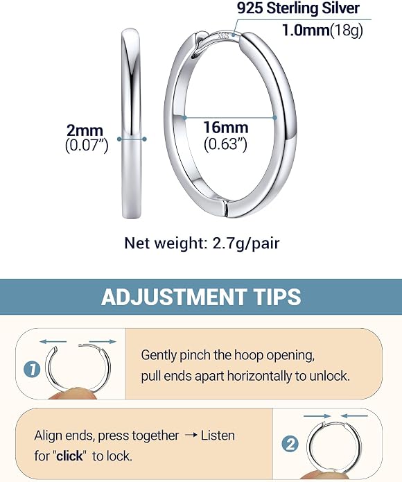 PROSTEEL Hoop Earrings for Women, Huggie Hoop with 925 Sterling Silver Post, 8/10/12/14/16/18/20mm Small Huggie Hoops, 14K Gold Plated/Silver/Black/Rose Gold Hypoallergenic Earrings Jewelry