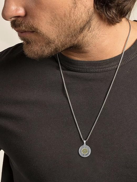 Viking Necklace for Men Women 925 Sterling Silver Norse Jewelry Fathers Mothers Day Anniversary Birthday Gifts for Mom Dad Husband Brother (with Gift Box)