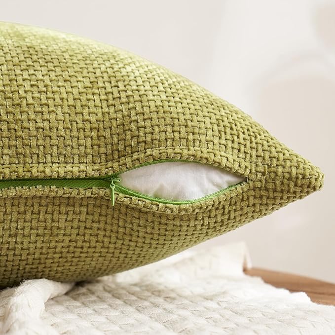 MIULEE Pack of 4 Burnt Orange Couch Throw Pillow Covers 20x20 Inch Yellow Green Soft Decorative Chenille Pillows Farmhouse Accent Cushions for Boho Fall Home Decor Sofa Bedroom Living Room