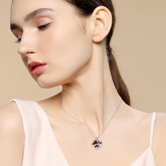 PROESS S925 Sterling Silver Daughter Heart Pendant Necklace from Dad Mom I Love You Forever Jewelry