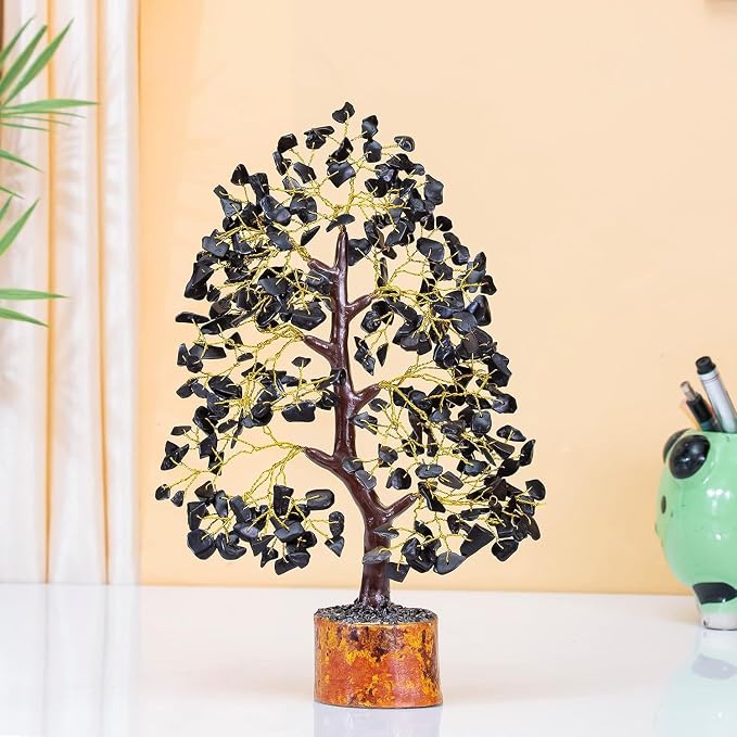 Crocon® Black Tourmaline Gemstone Tree of Life Crystals and Healing Stones, Birthday Gifts for Women, Men & Friends, Gifts for Mom Birthday, Home Office Decor, Spiritual Gift for Women Bedroom Decor
