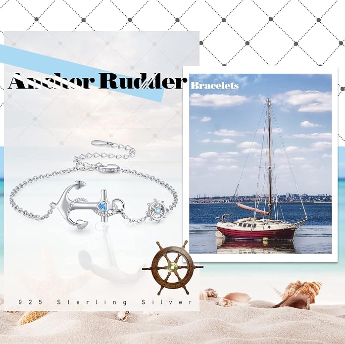 Anchor Bracelets/Ankle Bracelet Adjustable for Women Nautical Sailor Chains Sea Jewelry Birthday for Mother Best Friend