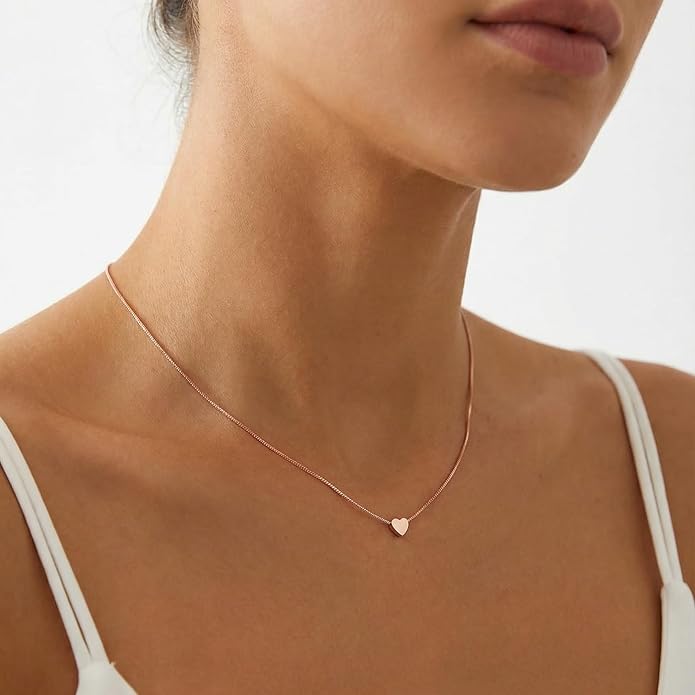 SLUYNZ Genuine 925 Sterling Silver Tiny Love Heart Pendant Necklace for Women Simple Sweet Heart Choker Necklace