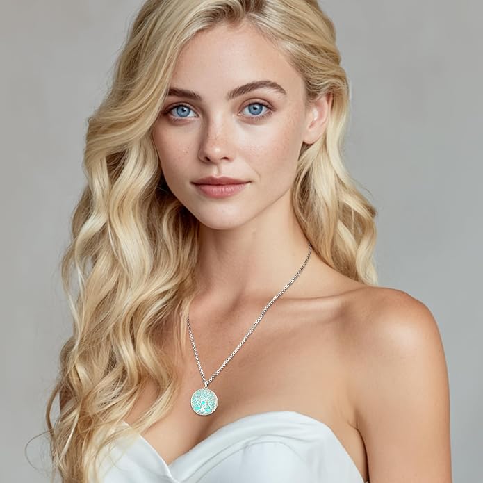 Sterling Silver Tree of Life Necklace for Women Oval Family Tree Necklace Abalone Shell Moonstone Pendant Mother Day Necklace for Mom Tree of Life Jewelry