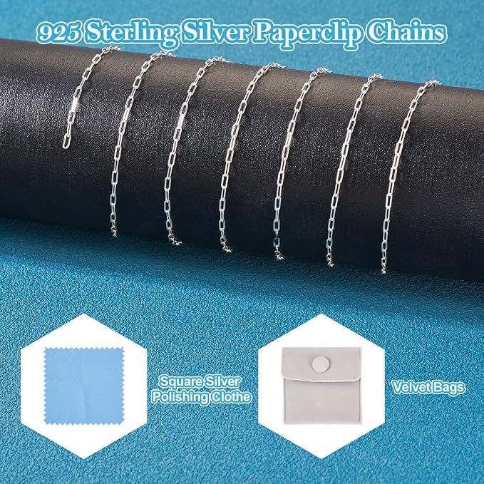 Elecrelive 3.28 Ft 925 Sterling Silver Paperclip Chains 1.7mm Soldered Oval Link Chains Permanent Jewelry for Women's Trendy Layering Necklace Bracelet Making
