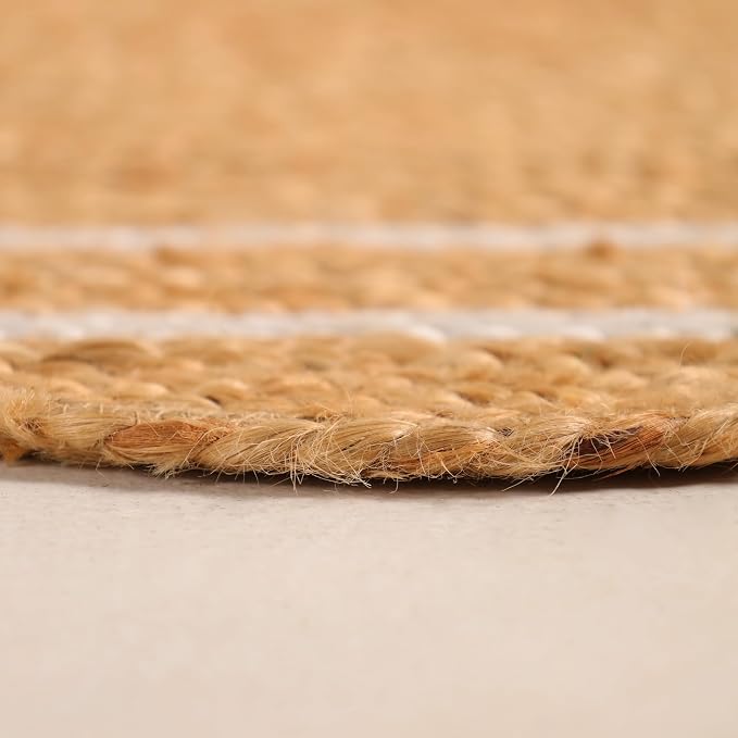 Natural Scalloped Wave 8'x10' Jute Area Rug Handwoven Braided Living Room
