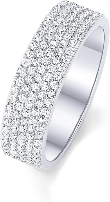 PAVOI 14K Gold Plated Cubic Zirconia Wide Eternity Statement Rings | CZ Stackable Wedding Band for Women