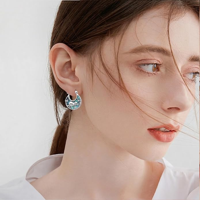 Tree of Life/Sunflower/Mountain/Daisy/Flower/Dragonfly/Butterfly/Earrings 925 Sterling Silver Hoop Earrings for Women