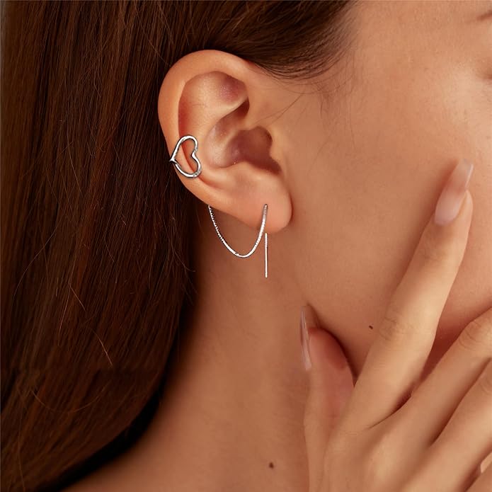 925 Sterling Silver Tassel Chain Dangle Earrings for Women Sparkling Long Fringe Dangle Drop Earrings Bling Line Minimalist Wedding Studs Earring Jewelry Birthday Christmas Gifts for Her