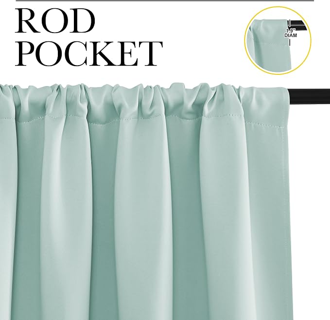 NICETOWN RV Blackout Curtains for Camper Windows, Aqua Blue, 34" x 36", Set of 2, Kitchen Curtains, Short Blackout Drapes, Thermal Insulated Rod Pocket Window Treatment Draperies for Nursery