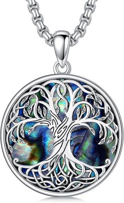 Tree of Life Necklace 925 Sterling Silver Round Tree of Life Pendant Jewelry for Men Women, w/Stainless Steel Chain 22''+2''