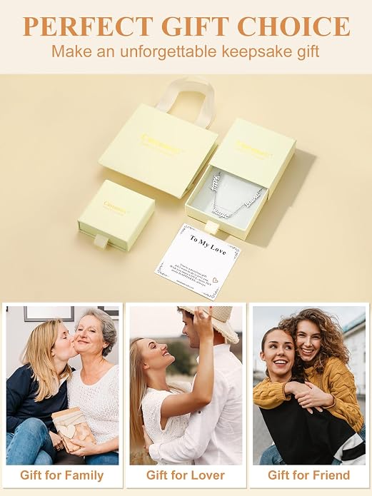 Custom4U Custom Name Necklace for Women, Personalized 1-5 Name Necklace, Sterling Silver/Stainless Steel 14K Gold Plated Nameplate Necklaces, Gift for Mom Wife Anniversary Birthday with Box