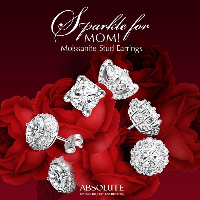 Moissanite Earrings, Hypoallergenic Flat Back Earrings for Women Men, Screw On Studs 925 Sterling Sliver Cartilage Earring for Sensitive Ears 4mm Short Post