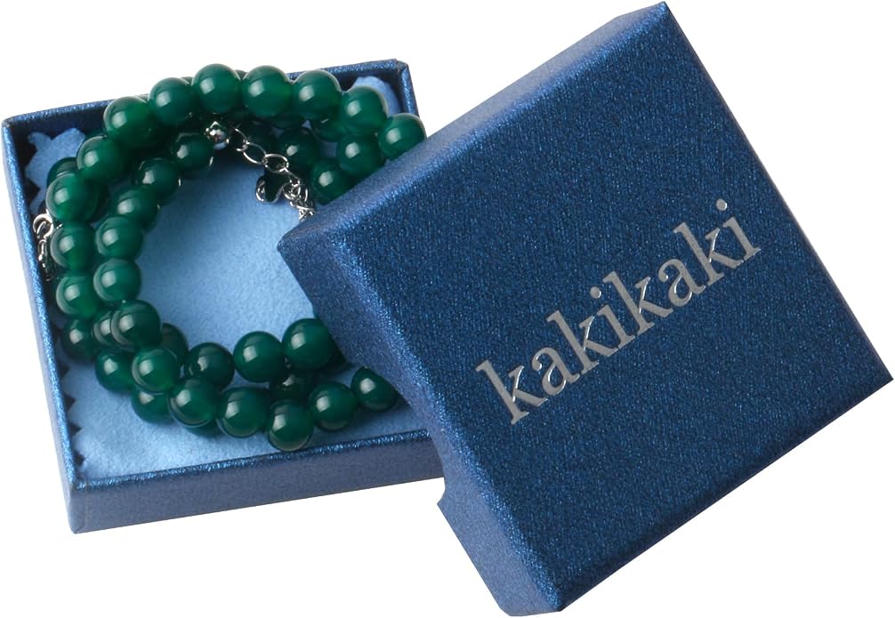 Kakikaki Natural Agate Choker Necklace Sterling Silver Round Beads Strand Necklace for Women