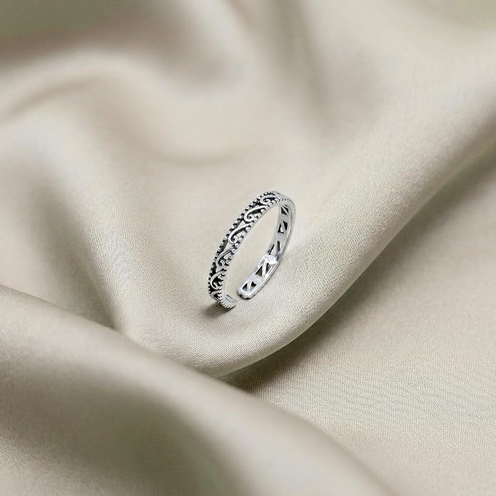 LeCalla 925 Sterling Silver Minimalist Toe Rings Set Simple Open Adjustable Toe-Rings for Women