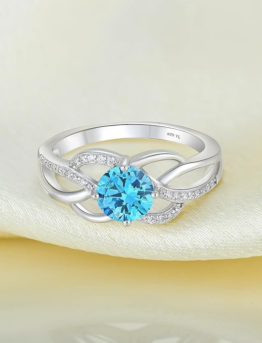 YL Celtic Knot Rings 925 Sterling Silver Twisted Ring Cubic Zirconia Infinity Statement Jewelry for Women
