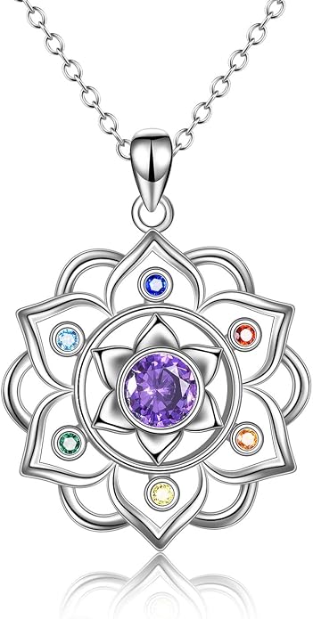 ONEFINITY Lotus Necklace 925 Sterling Silver Moonstone Pendant Necklace Yoga Lotus Jewelry for Women