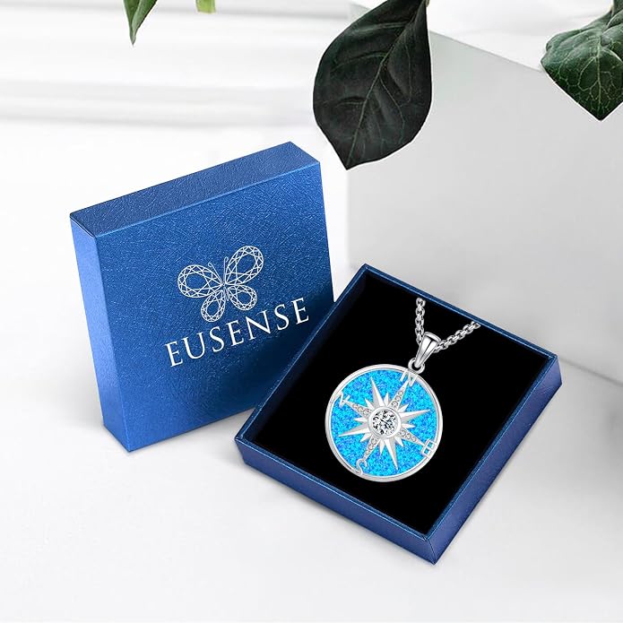 Compass Necklace for Women Men 925 Sterling Silver Pendant Urn Necklaces for Ashes Picture Locket Necklace Anchor Necklace Viking Necklace Crystals CZ Moonstone Abalone Shell Turquoise Compass Jewelry
