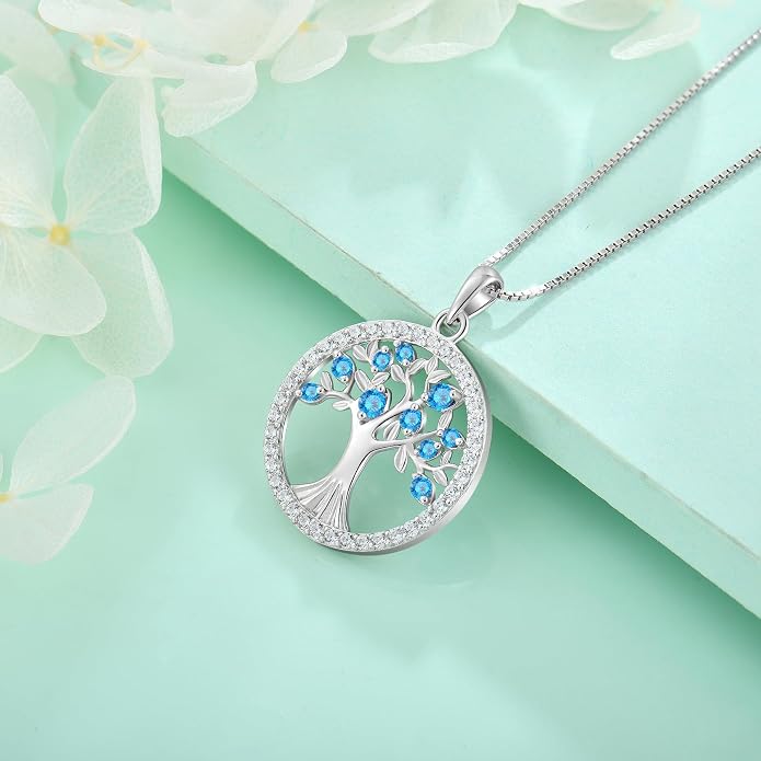 STARCHENIE Tree of Life Necklace 925 Sterling Silver Pendant for Women Family Tree Necklaces Birthstone Jewelry for Her Wife Mom Grandma